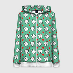 Толстовка на молнии женская Довольные зубы, цвет: 3D-белый