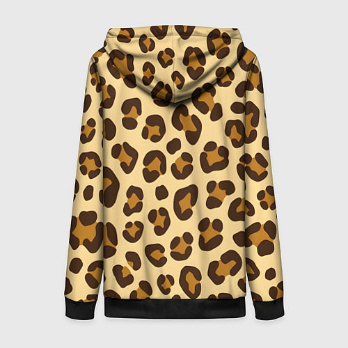 Женская толстовка на молнии Паттерн с пятнами леопарда / 3D-Черный – фото 2