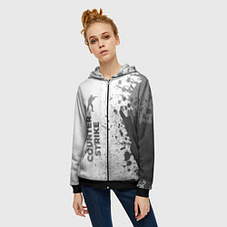 Толстовка на молнии женская Counter Strike - white gradient по-вертикали, цвет: 3D-черный — фото 2