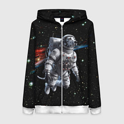 Толстовка на молнии женская The dalmatian brave cosmonaut - ai art, цвет: 3D-белый
