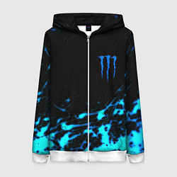 Толстовка на молнии женская Monster energy голубые краски, цвет: 3D-белый