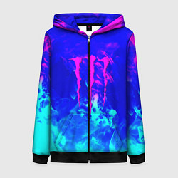 Толстовка на молнии женская Monster energy дым неоновый, цвет: 3D-черный