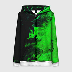 Толстовка на молнии женская Color green black, цвет: 3D-белый