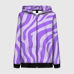 Толстовка на молнии женская Лавандовый тигровый паттерн, цвет: 3D-черный