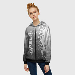 Толстовка на молнии женская Opel - grey gradient по-вертикали, цвет: 3D-черный — фото 2
