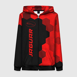 Толстовка на молнии женская Jaguar - red gradient по-вертикали, цвет: 3D-черный