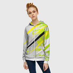 Толстовка на молнии женская Color white light green, цвет: 3D-белый — фото 2