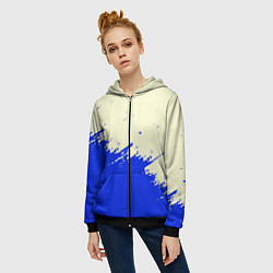Толстовка на молнии женская Color blue white, цвет: 3D-черный — фото 2