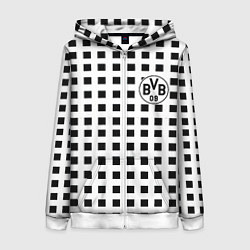 Толстовка на молнии женская Borussia pattern, цвет: 3D-белый