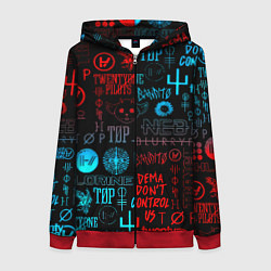 Толстовка на молнии женская Twenty one pilots rock pattern, цвет: 3D-красный
