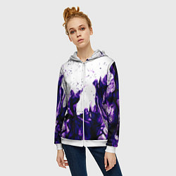 Толстовка на молнии женская Фиолетовый огонь текстура, цвет: 3D-белый — фото 2