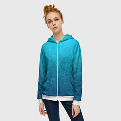 Толстовка на молнии женская Лазурный голубой текстурный градиент, цвет: 3D-белый — фото 2
