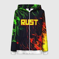 Толстовка на молнии женская RUST огненная текстура, цвет: 3D-белый