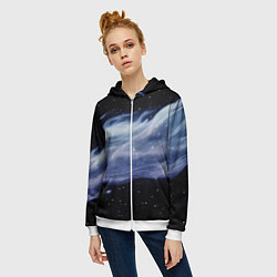 Толстовка на молнии женская Синяя волна в космосе - текстура, цвет: 3D-белый — фото 2