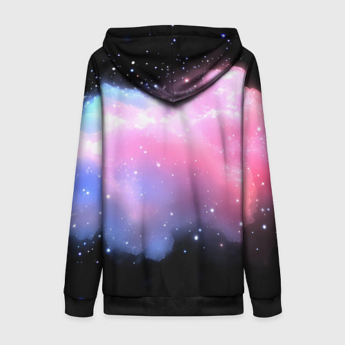 Женская толстовка на молнии Розово-голубое облако на черном фоне / 3D-Черный – фото 2