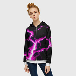 Толстовка на молнии женская Color pink black, цвет: 3D-белый — фото 2