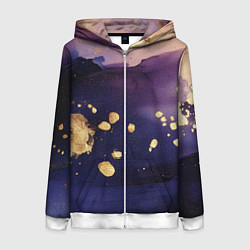 Толстовка на молнии женская Золотая краска на текстуре, цвет: 3D-белый