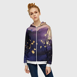 Толстовка на молнии женская Золотая краска на текстуре, цвет: 3D-белый — фото 2
