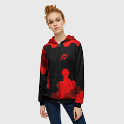 Толстовка на молнии женская Need for Speed - red gradient вертикально, цвет: 3D-черный — фото 2