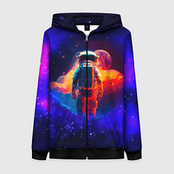 Толстовка на молнии женская Огненный путь космонавта, цвет: 3D-черный