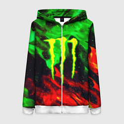 Толстовка на молнии женская Monster energy огонь лого, цвет: 3D-белый