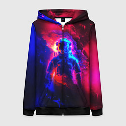 Женская толстовка на молнии Космонавт в пламени