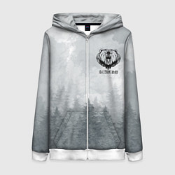 Толстовка на молнии женская Лес мой храм - медведь русич, цвет: 3D-белый