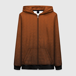 Толстовка на молнии женская Красно-коричневый текстурированный градиент, цвет: 3D-черный