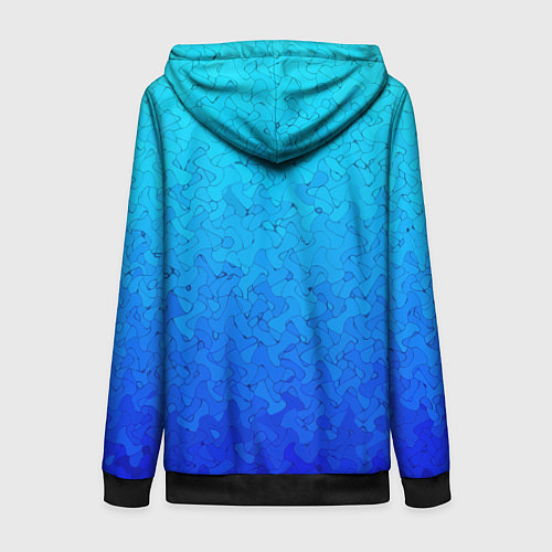 Женская толстовка на молнии Голубой в синеву с узором / 3D-Черный – фото 2