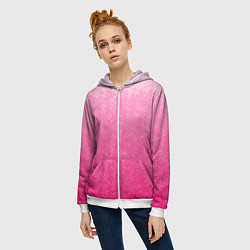 Толстовка на молнии женская Розовый градиент с узором, цвет: 3D-белый — фото 2