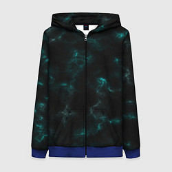 Толстовка на молнии женская Color black turquoise, цвет: 3D-синий