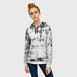 Толстовка на молнии женская Color black and white, цвет: 3D-белый — фото 2