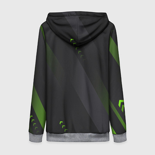 Женская толстовка на молнии Color black green / 3D-Меланж – фото 2