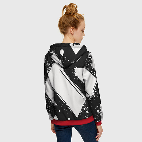 Женская толстовка на молнии Color black white / 3D-Красный – фото 4