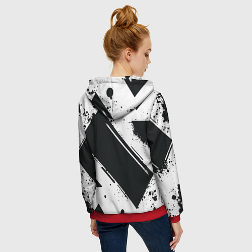 Женская толстовка на молнии Color black white / 3D-Красный – фото 4