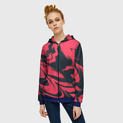 Толстовка на молнии женская Color black red, цвет: 3D-синий — фото 2