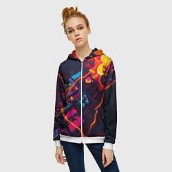 Толстовка на молнии женская Техническая абстракция, цвет: 3D-белый — фото 2