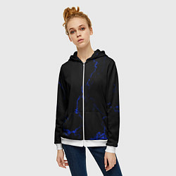 Толстовка на молнии женская Color black blue, цвет: 3D-белый — фото 2