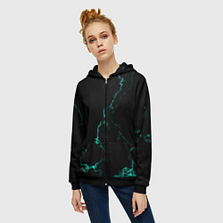 Толстовка на молнии женская Color black turquoise, цвет: 3D-черный — фото 2