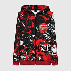 Толстовка на молнии женская Arsenal краски текстура, цвет: 3D-красный