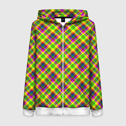 Женская толстовка на молнии Желто синий клетчатый рубашечный узор