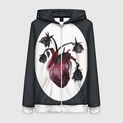 Женская толстовка на молнии Цветы любви: увядшее сердце