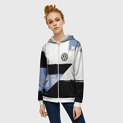 Толстовка на молнии женская Volkswagen логотип, цвет: 3D-белый — фото 2