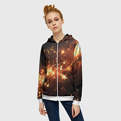 Толстовка на молнии женская Искры и огоньки текстура, цвет: 3D-белый — фото 2