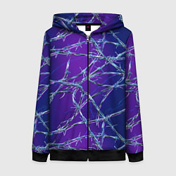 Женская толстовка на молнии Проволока на сине-фиолетовом фоне - абстрактная те