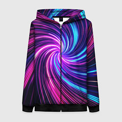 Женская толстовка на молнии Неоновый вихрь из светящихся линий