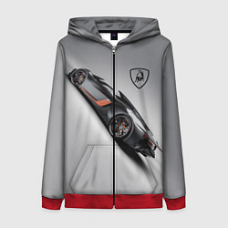 Толстовка на молнии женская Lamborghini - racing car, цвет: 3D-красный