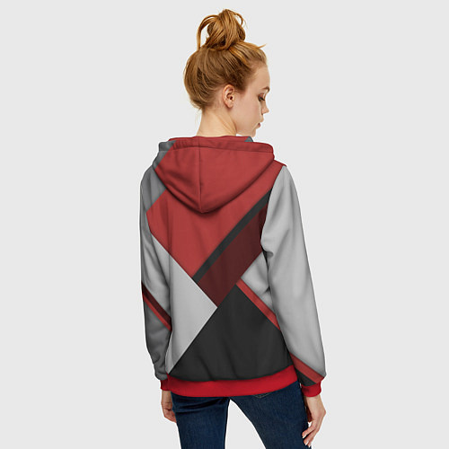 Женская толстовка на молнии Color black red grey / 3D-Красный – фото 4