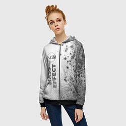 Толстовка на молнии женская Mass Effect - white gradient по-вертикали, цвет: 3D-черный — фото 2