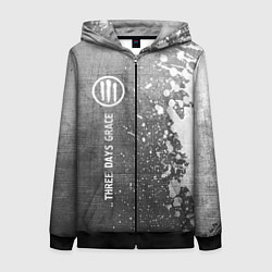 Толстовка на молнии женская Three Days Grace - grey gradient по-вертикали, цвет: 3D-черный